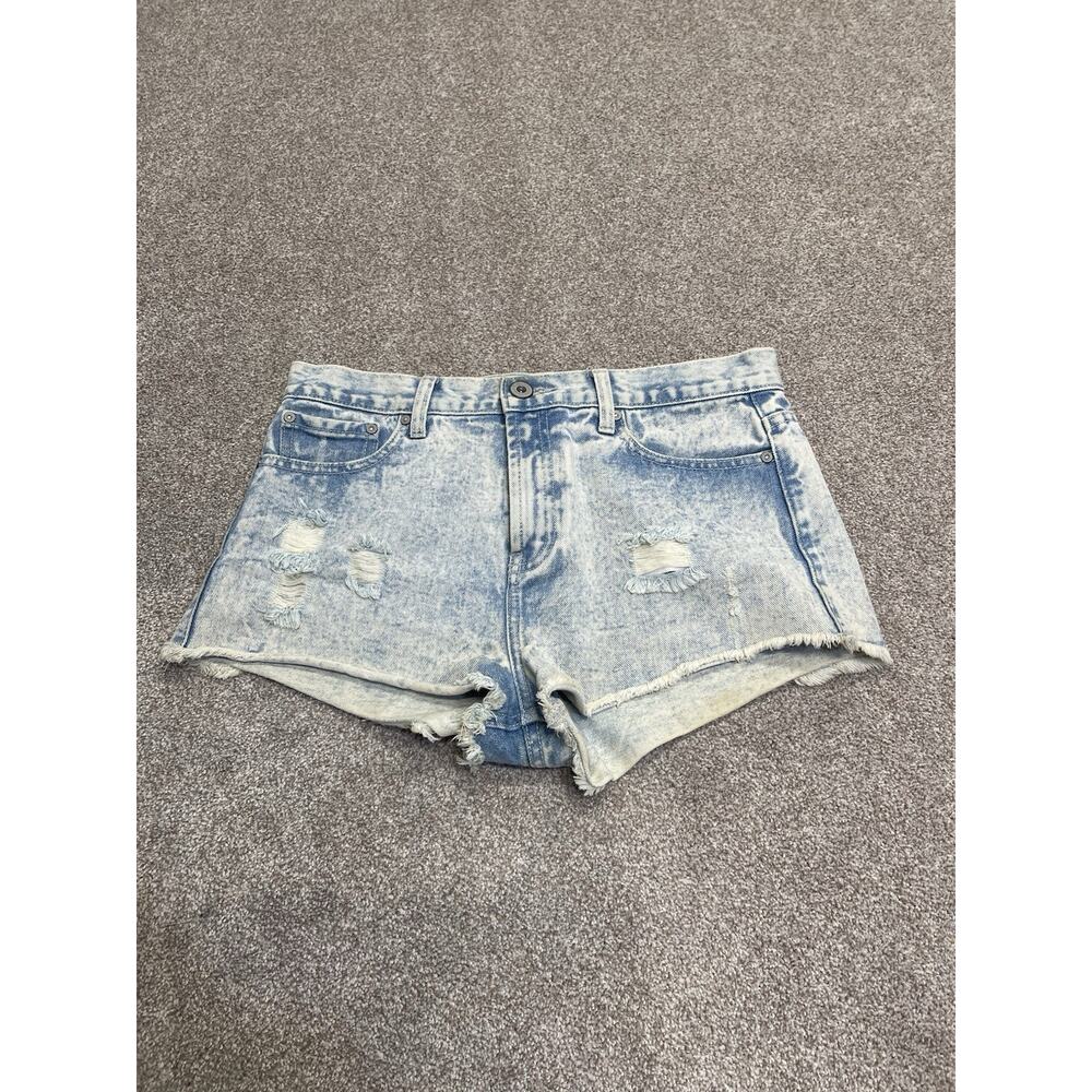 Y2K 2000s indie sleaze Forever 21 Acid Wash Micro Mini Jean Shorts Sz 29 Cut Off - Picture 2 of 12